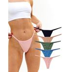 ALYA UNDERWEAR Kadın String Külot, Pamuklu, Basic, Renkli Tanga Külot (Multicolor (P14), XL) Yeşil, Lacivert, Pudra, Pembe, Mavi