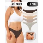 Alya Underwear Kadın Tanga Külot, Pamuklu String Iç Çamaşırı, Düşük Bel - Kahve, Taş, Pudra, Bej, Açık Kahve, S - Kahverengi - Bej