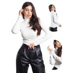 ALYA UNDERWEAR Kaşkorse Balıkçı Yaka Tam Boğazlı Body Sweatshirt (BEYAZ, 2XL)