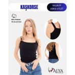 ALYA UNDERWEAR Kaşkorse Kalın Ip Askılı Atlet, Fitilli Kumaş, Likralı, Siyah, 931, L