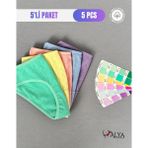 Alya Underwear Kız Çocuk - Garson %100 Pamuklu Slip Külot - Kalp Desenli Jakar Işlemeli - Çok Renkli - 3 - 4 Yaş