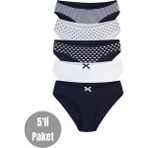 ALYA UNDERWEAR Kız Çocuk - Garson Empirme Baskılı Pamuklu Kumaş Slip Külot 5'li Paket Lacivert - 3 - 4 Yaş