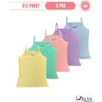 Alya Underwear Kız Çocuk - Garson Ip Askılı %100 Pamuklu Atlet Kalpli Jakarlı Kumaş 5\'li Paket - Çok Renkli - 3 - 4 Yaş