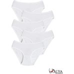 ALYA UNDERWEAR Kız Çocuk Kalpli Dokuma Lastik Pamuklu Kumaş Slip Külot 5'li Paket ( 5 Adet Beyaz) - 6 - 7 Yaş