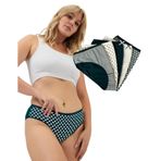 ALYA UNDERWEAR Pamuklu Kadın Külot Slip Empirme Baskılı Yüksek Bel İç Çamaşırı - 5'li Paket - (K Yeşil - 3XL)
