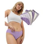 Alya Underwear Pamuklu Kadın Külot Slip Empirme Baskılı Yüksek Bel Iç Çamaşırı - 5'li Paket - Lila, M