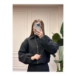 Alyalisbutik FERMUARLI CROP CEKET- SİYAH