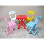 Alyans Bebek Mobilyaları Ahşap Katlanır Masa-Sandalye Takım (Kırmızı-Pembe-Beyaz-Sarı-Mavi)