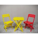 Alyans Bebek Mobilyaları Ahşap Katlanır Masa-Sandalye Takım (Sarı-Kırmızı)
