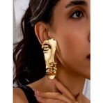 Alya's Aksesuar 14k Altın Kaplama Geometrik Maske Küpe