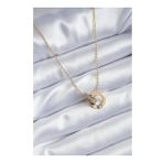 AlyaStore 316L Çelik Gold Renk 2'li Yonca Figür Zirkon Taşlı Kadın Kolye