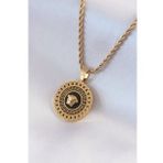 AlyaStore 316L Çelik Gold Renk Burgu Zincir Madalyon Model Kadın Kolye
