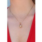 AlyaStore 316L Çelik Gold Renk Göz Figür Kırmızı Zirkon Taş Detay Kadın Kolye