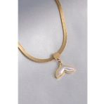 AlyaStore 316L Çelik Gold Renk İtalyan Zincir Model Beyaz Kalp Figür Kadın Kolye
