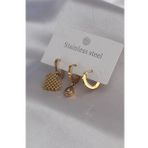 AlyaStore 316L Çelik Gold Renk Kalp Model Zirkon Taş Detay Kadın Küpe Kombini
