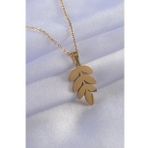 AlyaStore 316L Çelik Gold Renk Yaprak Model Kadın Kolye