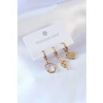 AlyaStore 316L Çelik Gold Renk Yılan Model Kalp Detay Zirkon Taşlı Kadın Küpe