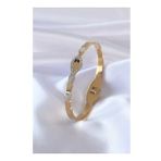 AlyaStore 316L Çelik Gold Renk Yılan Model Zirkon Taş Detay Kadın Kelepçe
