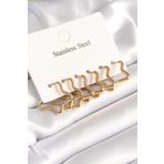 AlyaStore 316L Çelik Gold Renk Yıldız Model Kadın Küpe Seti