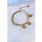 AlyaStore 316L Çelik Gold Renk Zincir Model Yonca Figür Kadın Bileklik
