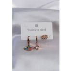 AlyaStore 316L Çelik Rose Renk Göz Figür Zirkon Taş Detay Kadın Küpe Kombini