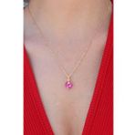 AlyaStore Gold Renk Pembe Kalp Kristal Taş Kadın Kolye