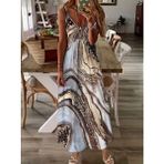 Alyn Wear Kadın Askılı V Yakalı Desenlı Uzun Süprem Elbise - L - XL - Desenli