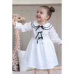 Alyra Kids Kız Bebek Elbise Uzun Kollu Fiyonklu Beyaz Doğum Günü Parti Özel Gün Bayramlık Elbise Kız Çocuk Elbise Beyaz HB0220 - 4 Yaş