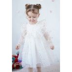 Alyra Kids Kız Bebek Elbise Uzun Kollu Tüllü Tütü Yıldızlı Doğum Günü Özel Gün Parti Düğün Kız Çocuk Elbise Beyaz ALY1018 - 4 - 5 Yaş