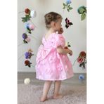 ALYRA Kız Bebek Elbise Kısa Kollu Fiyonklu Güllü Doğum Günü Parti Düğün Özel Gün Abiye Kız Çocuk Elbise Pembe ALY0680 - 4 - 5 Yaş