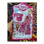 ALYTOYS Kız Çocuk Oyuncak Güzellik Makyaj Kuaför Seti 7 Parça Ruj Far Tarak Parfüm Makas Ayna 42X25 CM