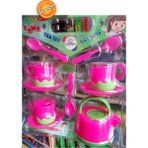 ALYTOYS Misafircilik Oyunları 11 Parça Çay Set Mutfak Seti Takım Çay Bardağı Tabak Çaydanlık Kaşıklar