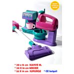 ALYTOYS Oyuncak Evcilik Mutfak seti KAHVE MAKİNASI + MİKSER + UZUN SÜPÜRGE 3 LÜ BÜYÜK SET 50X45CM