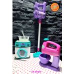 ALYTOYS Oyuncak Evcilik Ve Mutfak Seti Çamaşır Makinası Kahve Makinası Uzun Süpürge 3 Lü Set Hediyelik