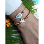 Amabel Jewelerys Kumsal Güzeli Deniz Kabuğu Ve Midye Detaylı Kumboncuk, İp 2'Li Kadın Bileklik