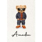 Amadou: Cahier personnalisé avec prénom Amadou | Cadeau d'anniversaire pour enfant, garçon, homme, copain ... | Nounours | 110 pages lignée, Petit Format 6x9 pouces (15,24 x 22,86 cm)
