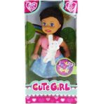 Amalfi Cute Girl Beyaz Köpekli ve Kumral Mini Bebek Kız Erkek Çocuk Oyuncak Eğitici Oyuncaklar - Çok Renkli