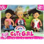 Amalfi Cute Girl Mini Bebek ve Evcil Hayvan Üçlü Set Kız Erkek Çocuk Oyuncak Eğitici Oyuncaklar - Çok Renkli
