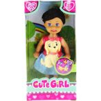 Amalfi Cute Girl Sarı Köpekli ve Kumral Mini Bebek Kız Erkek Çocuk Oyuncak Eğitici Oyuncaklar - Çok Renkli