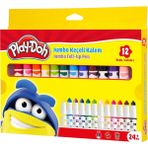 Amalfi Play-Doh Jumbo Keçeli Kalem Karton 12 Renk 8 mm Kız Erkek Çocuk Oyuncak Eğitici Oyuncaklar - Çok Renkli