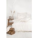 Amanda Battal Boy %100 Organik Pamuk Keten Dantelli Krem 240x220 cm Nevresim Takımı