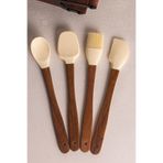 Amandus Milly Krem - 4'lü Akasya Saplı Krem Silikon Spatula Seti 21 cm Mutfak Seti Doğal Kaşık Spatula Seti Çok Renkli Tek Ebat