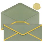 amassan 50'li Paket #10 Altın Bordürlü İş Zarfları, Zarflar Ofis, Çekler, Mektup Zarfları Posta, Faturalar, Düğün, 10 x 22 cm