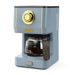 Amaste Kahve makinesi, 5 fincan kahve demliği, üç demleme modlu, retro kahve makinesi, cam sürahi ve yeniden kullanılabilir kahve filtresi, damla kahve makinesi, ev veya ofis için ideal, sıcak tutar,