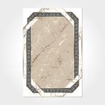 Amaya Kahverengi Çerçeveli Modern Geometrik Etnik Desenli Boho Makinada Yıkanabilir Hav Toz Vermez Leke Tutmaz Kaymaz Taban Dijital Makine Baskı Halı Oturma Odası Salon Yolluk Koridor Mutfak Halısı