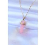 Amazeus 316L Çelik Gold Renk Kristal Pembe Taş Model Kadın kolye