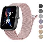 Amazfit Gts / Gts 2 / Gts 2 Mini / Gts 2e / Gts 3 / Gts 4 Mini / Gts 4 Milanese Hasır Metal Kordon - Rose Pink