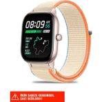 Amazfit Gts / Gts 2 / Gts 2e / Gts 2mini / Gt S3 / Gt S4 Mini Uyumlu Hasır Örgü Cırtlı Kordon 20MM - Bej