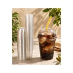 Ambalaj Evi 350cc Kalın Pet Plastik Limonata Milkshake Soğuk Kahve Bardağı 50 Adet Kapaklı Bardak