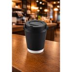 Ambalaj Evi Siyah Double Wall Karton Bardak 25 Adet Kapaklı Bardak 8 Oz